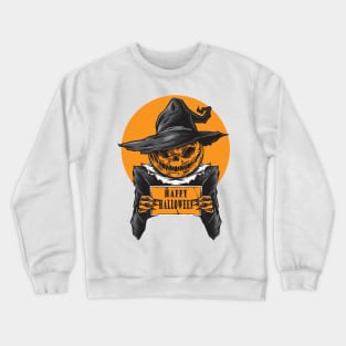 Pumpkin Head Scary Witch Happy Halloween Costume Gift Crewneck Sweatshirt